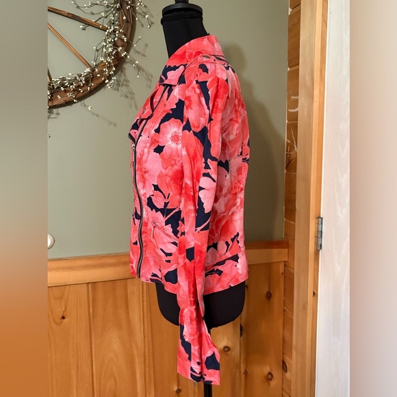 INC International Concepts Pink and Black Moto Linen Jacket - Picture 3 of 12